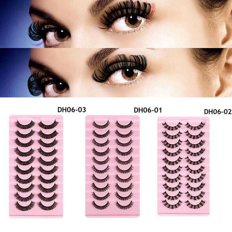 10 Pairs Russian D-Curl Mink False Eyelashes - Full & Curled - DH06-01
