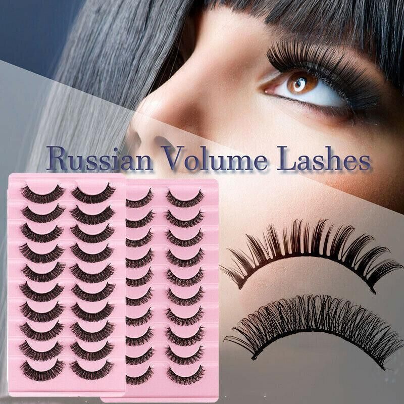 10 Pairs Russian D-Curl Mink False Eyelashes - Full & Curled - DH06-05