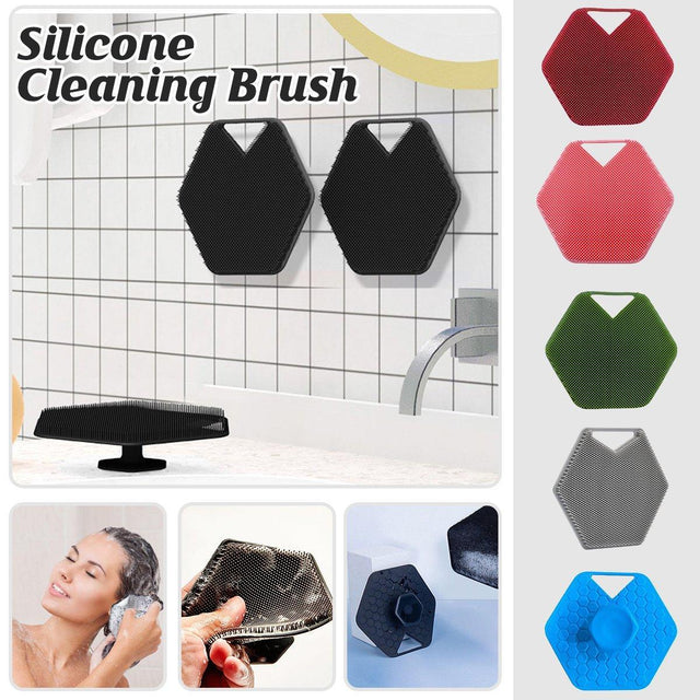 Silicone Bath Brush Soft Bristle Body Scrubber Facial Cleaning Massage Tool Blue