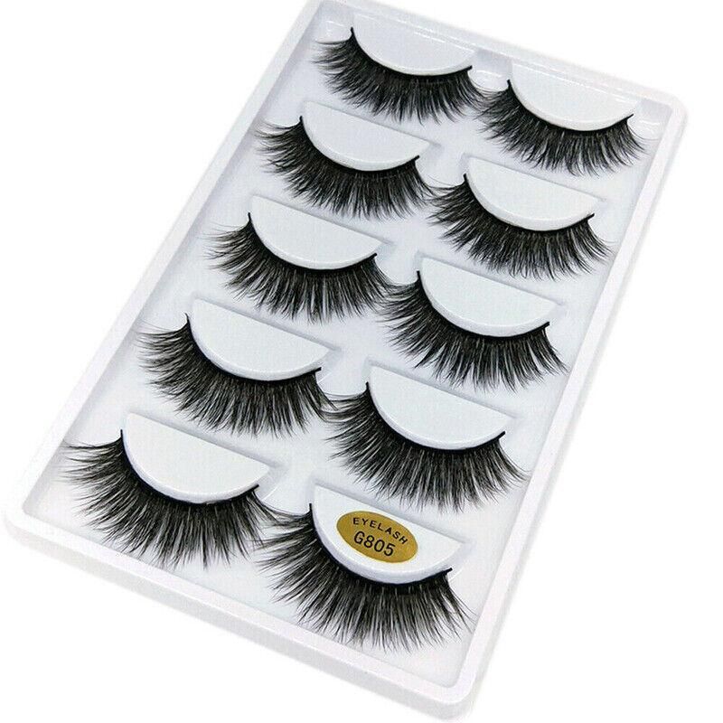 5 Pairs 3D Natural Thick False Fake Eyelashes Eye Lashes Mink Makeup Extension - G805