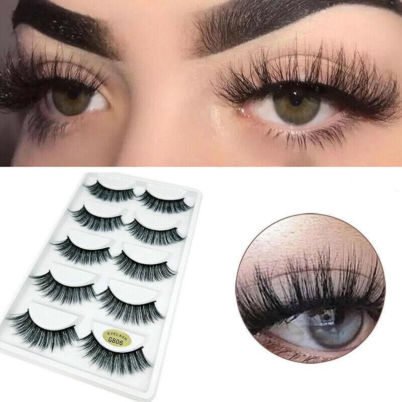 5 Pairs 3D Natural Thick False Fake Eyelashes Eye Lashes Mink Makeup Extension - G805