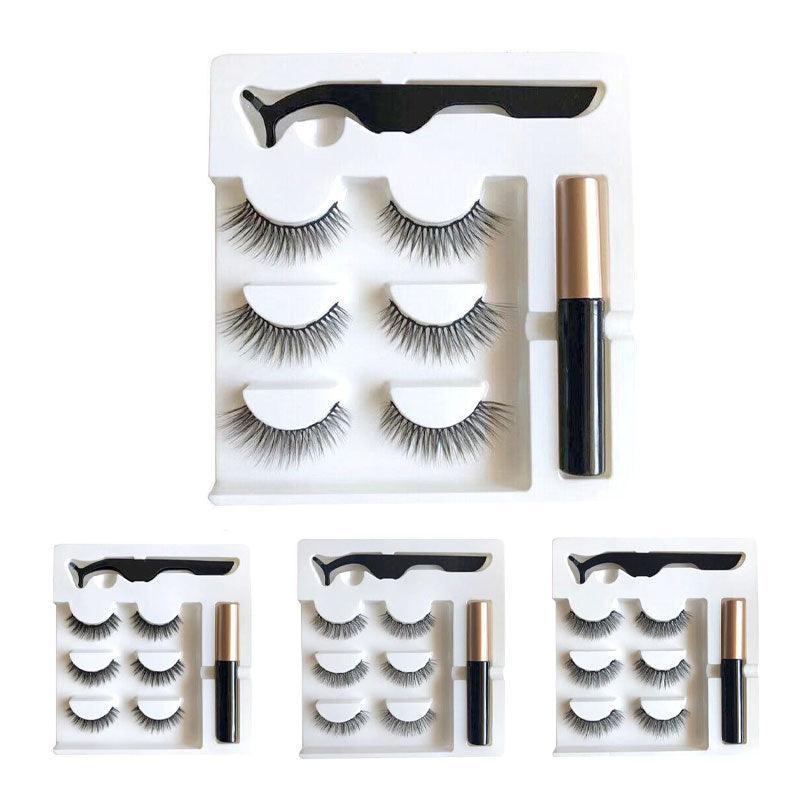 Magnetic False Eyelashes Natural Eye Lashes Extension Liquid Eyeliner Tweezer - Model 15