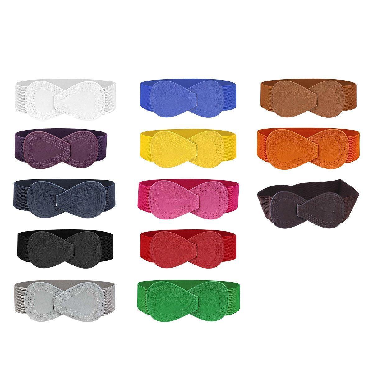 Fashion Belt Red Elastic Waist Cover Wide Belt Women Black Elastic Bow Decoration - Black