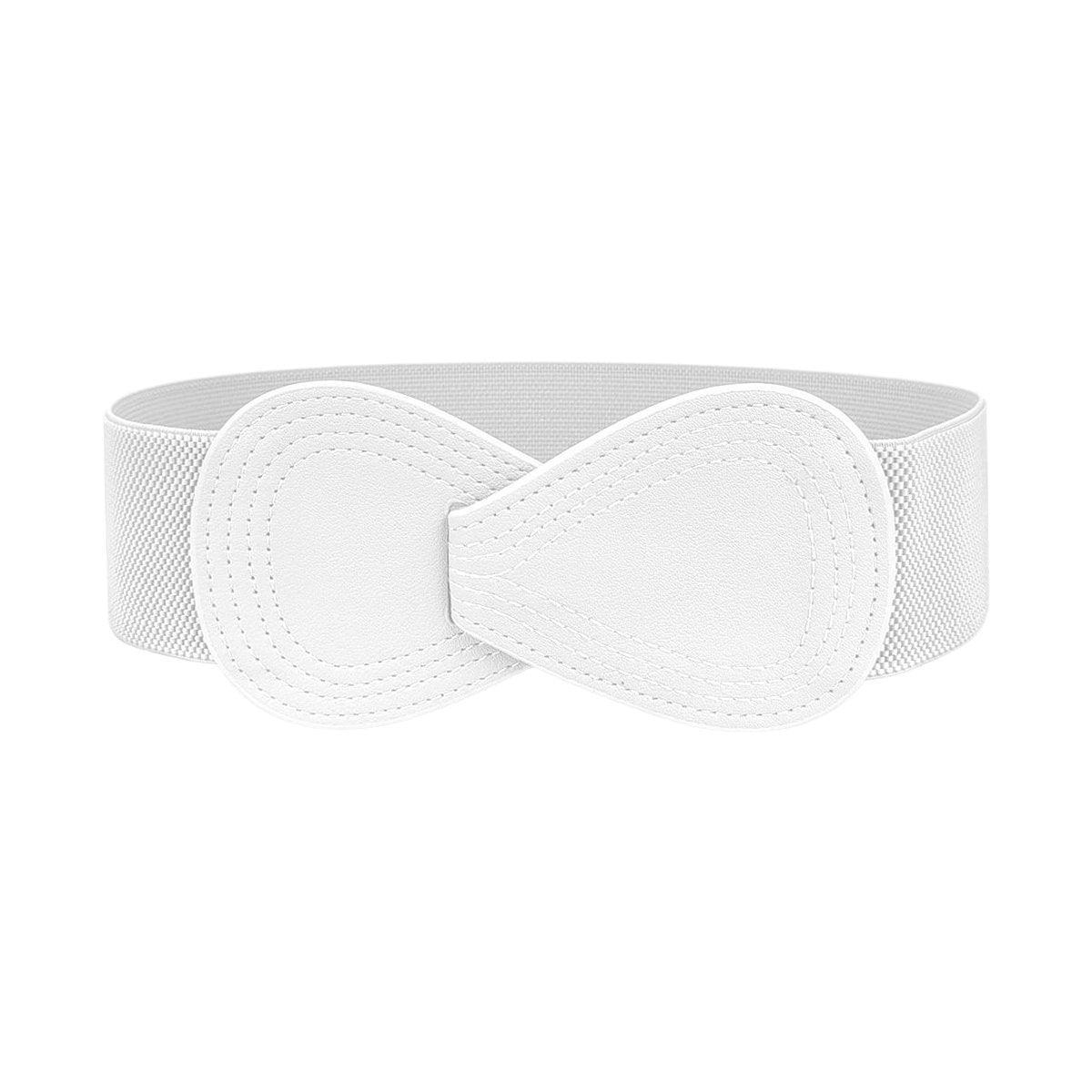 Fashion Belt Red Elastic Waist Cover Wide Belt Women Black Elastic Bow Decoration - Black