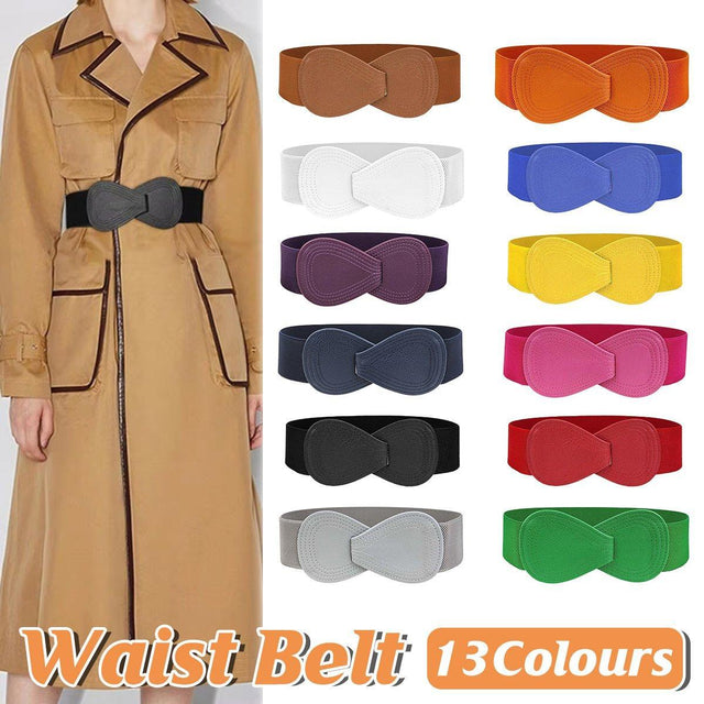 Fashion Belt Red Elastic Waist Cover Wide Belt Women Black Elastic Bow Decoration - Camel