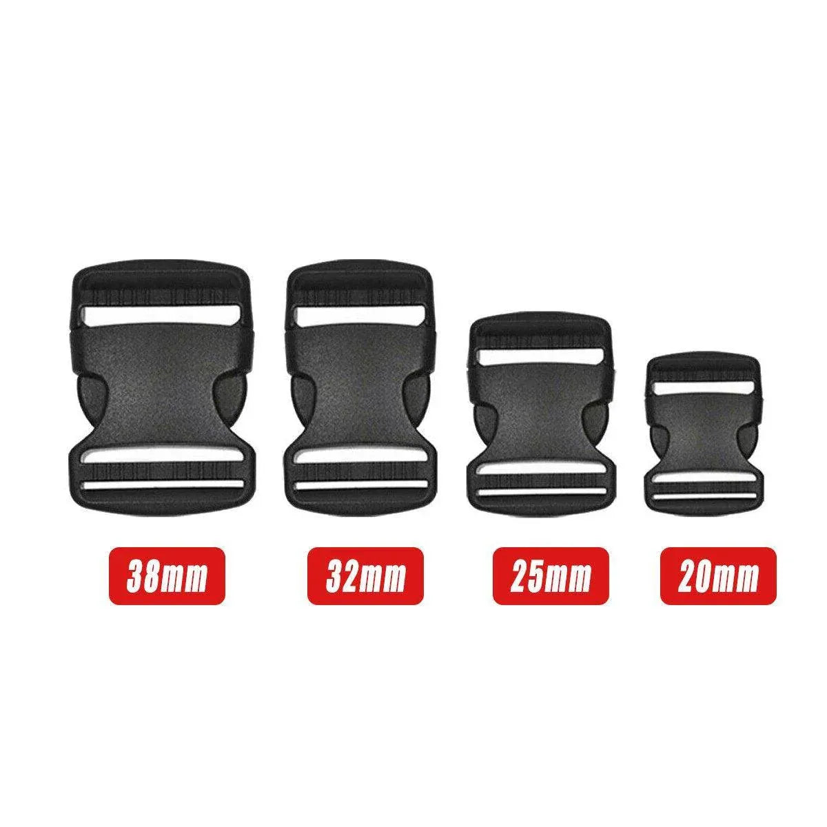 10pcs Black Plastic Buckle Clips for School Bag Backpack Strap Multifunctional - 38mm