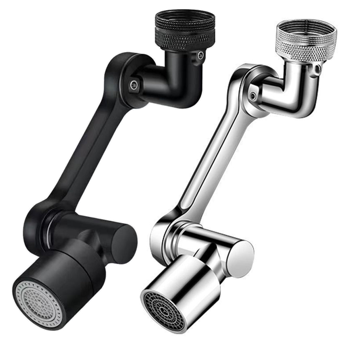 Multifunction Mechanical Arm Faucet Extender Rotatable Sink Tap Adapter Joint - Silver