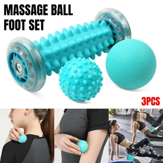 3pcs Foot Massage Roller Set for Muscle Relaxation and Arch Support Fitness Tool