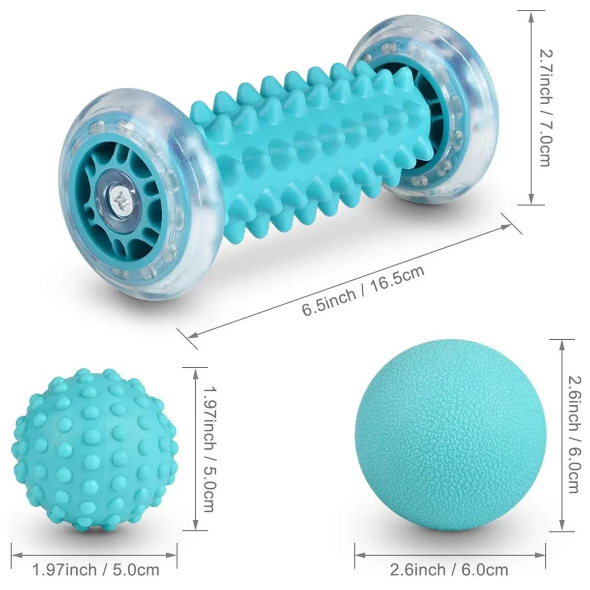 3pcs Foot Massage Roller Set for Muscle Relaxation and Arch Support Fitness Tool