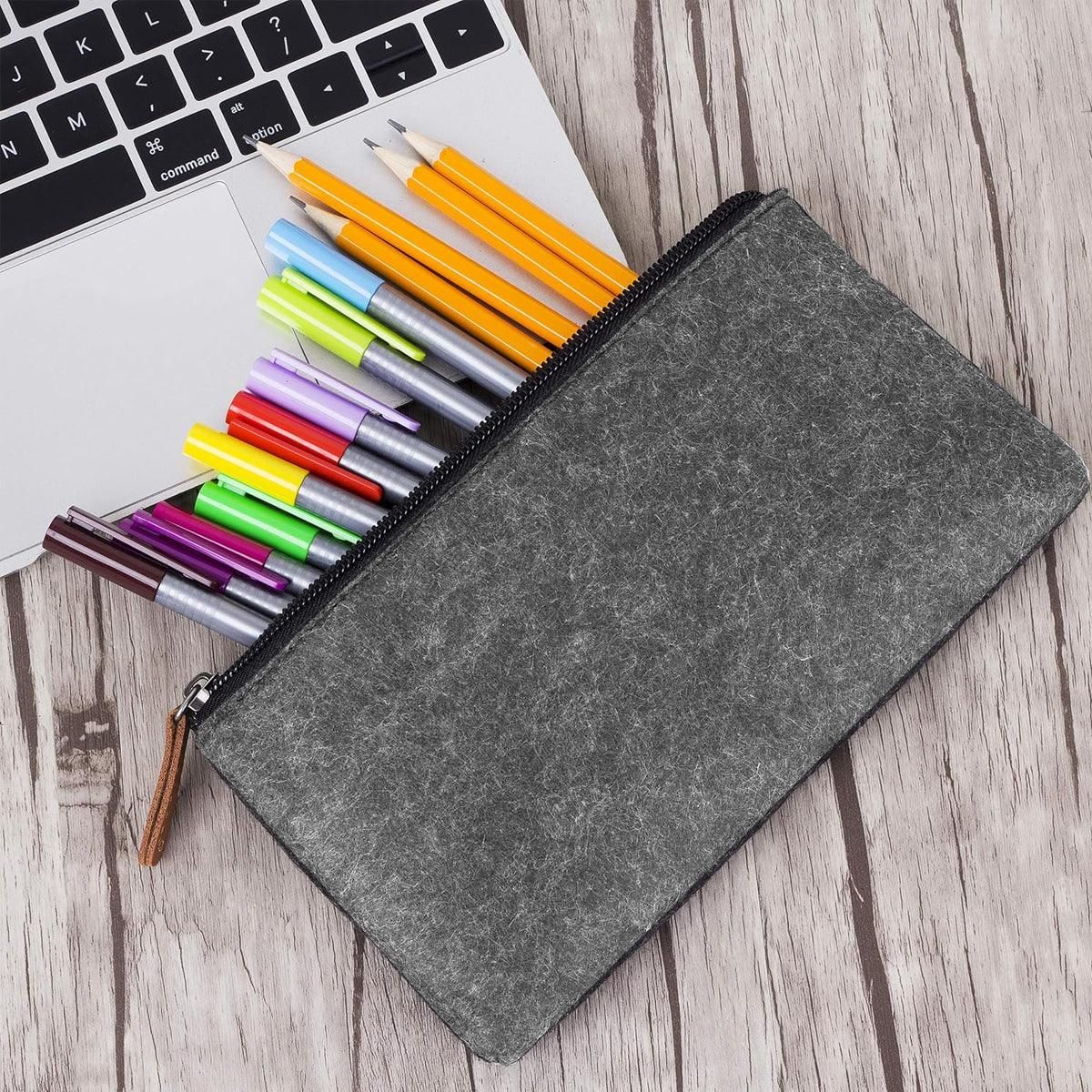 10PCS Large Capacity Felt Pencil Case Stationery Organizer Cosmetic Storage Bag