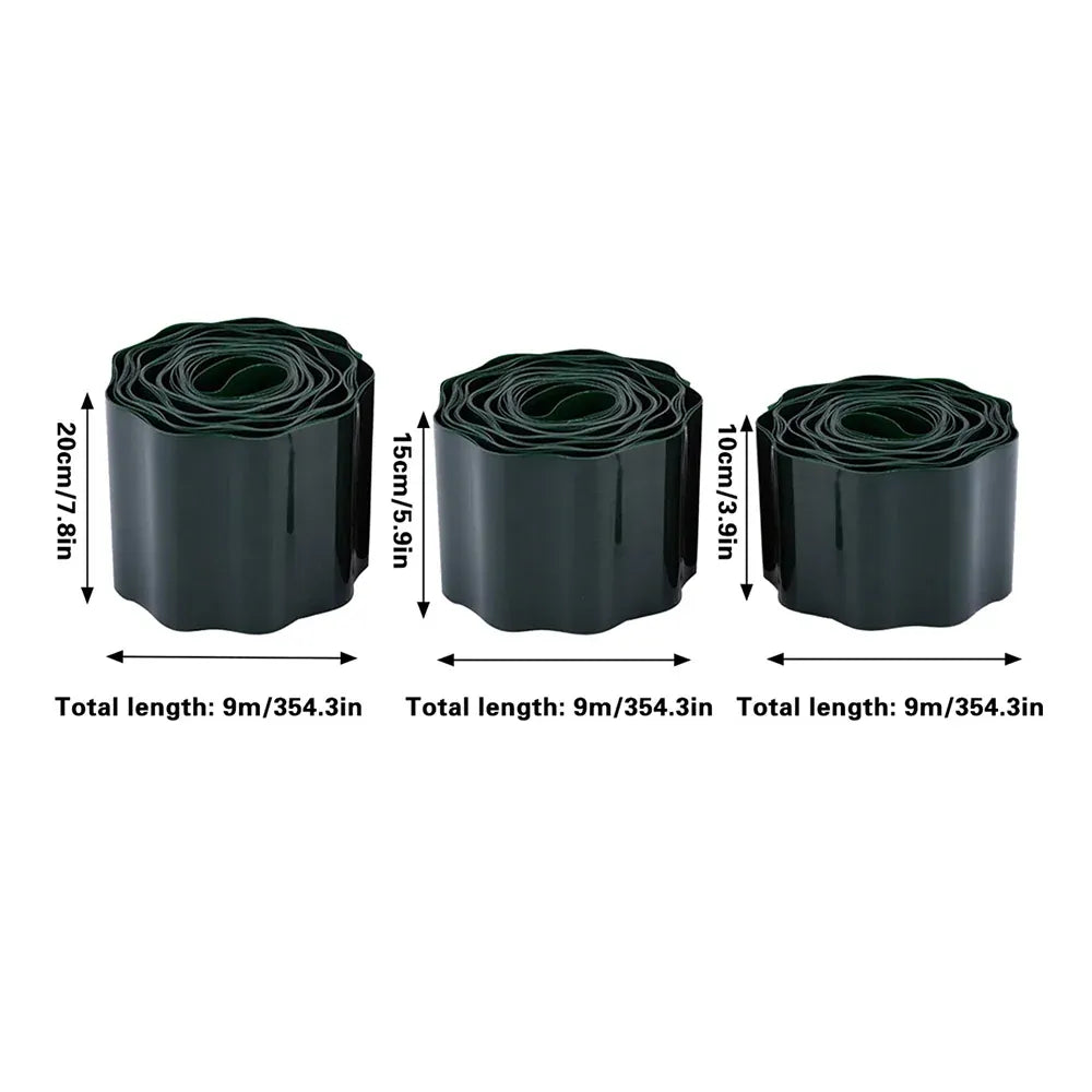 Green Garden Landscape Edging Border Flexible Lawn Fence Roll Outdoor Decor - 20cm