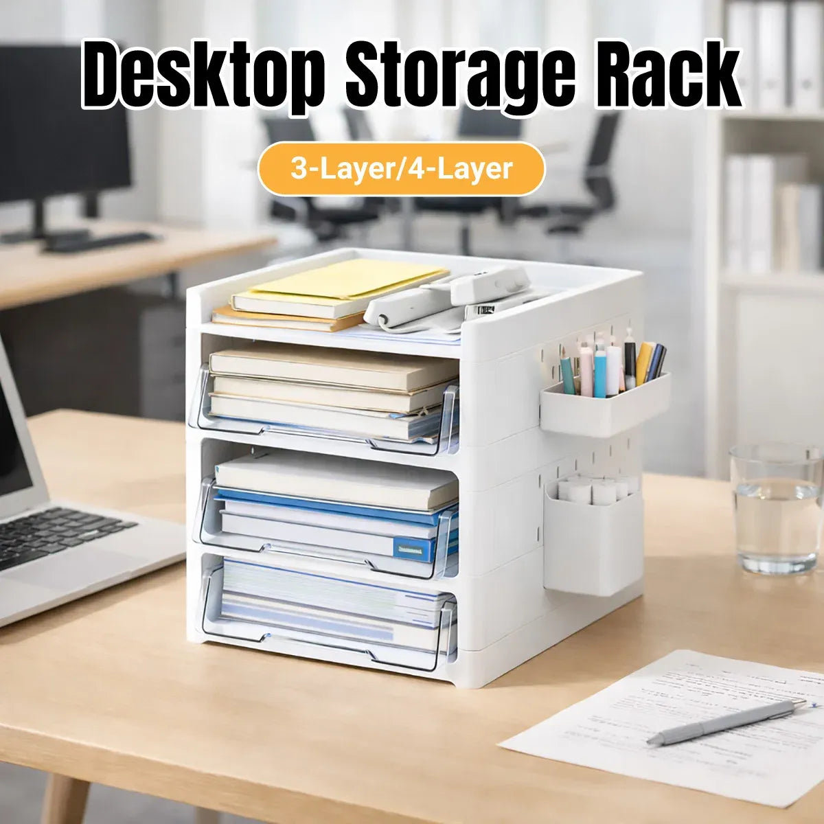Desktop Pegboard Drawer Storage Shelf Multi Layer Home Office Desk Organiser - 3-Layer