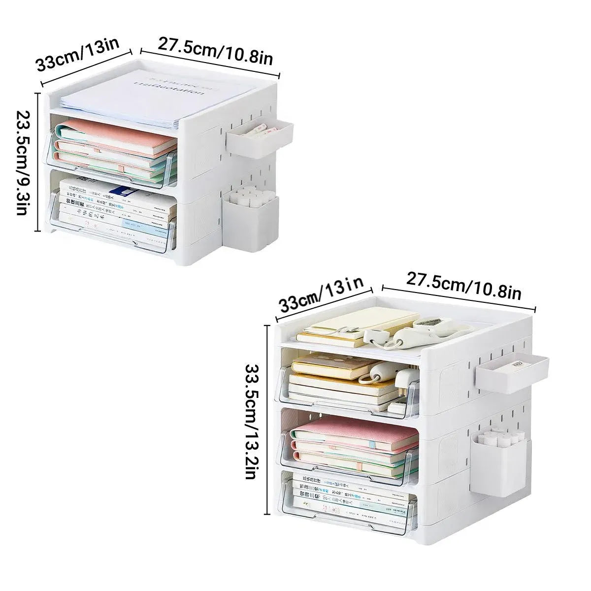 Desktop Pegboard Drawer Storage Shelf Multi Layer Home Office Desk Organiser - 3-Layer