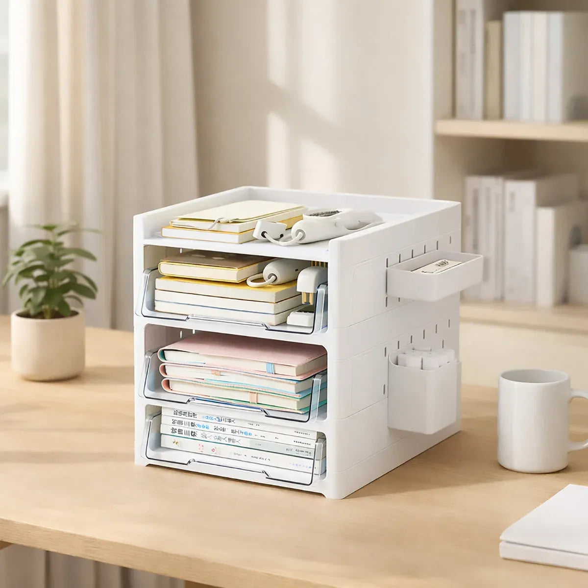 Desktop Pegboard Drawer Storage Shelf Multi Layer Home Office Desk Organiser - 3-Layer