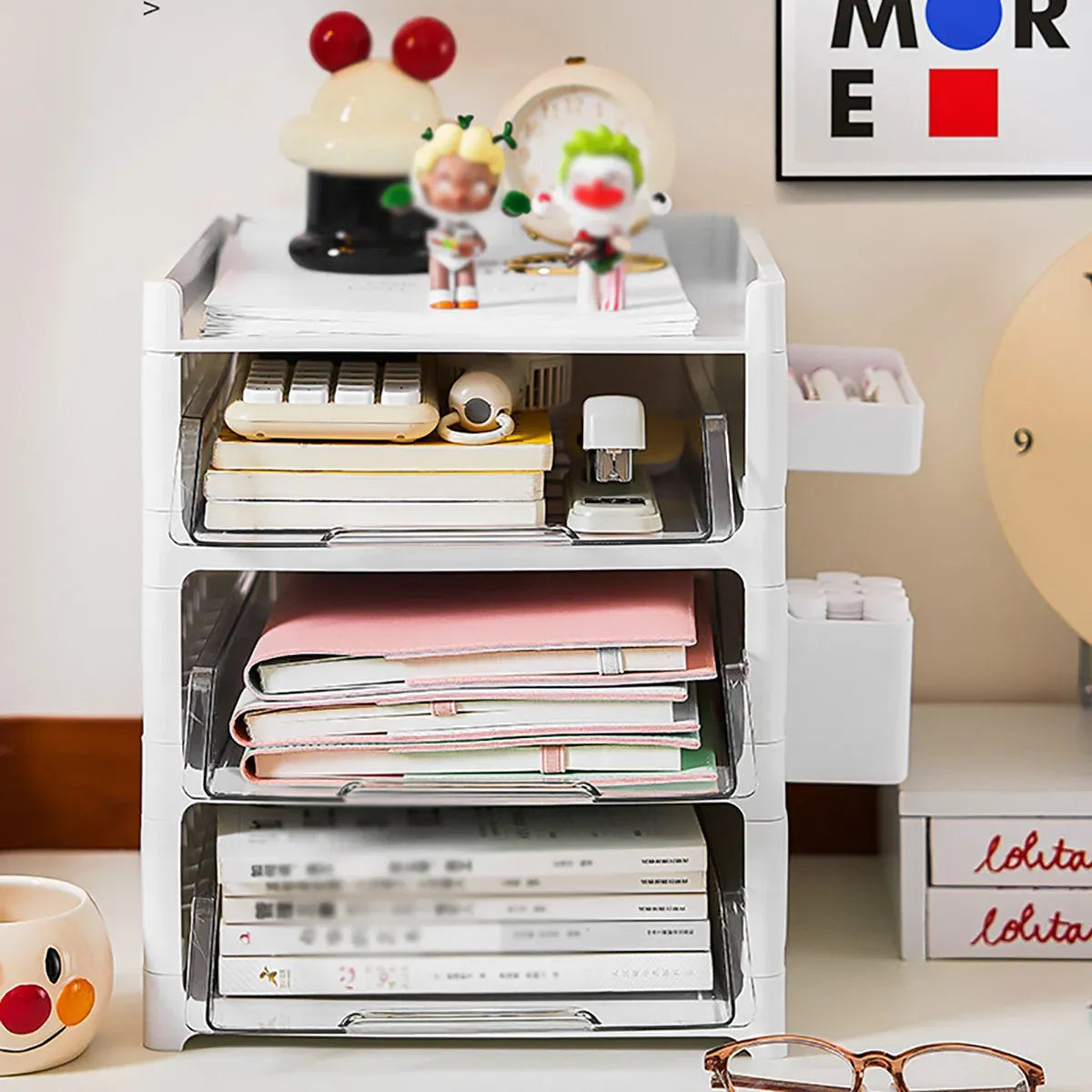 Desktop Pegboard Drawer Storage Shelf Multi Layer Home Office Desk Organiser - 3-Layer