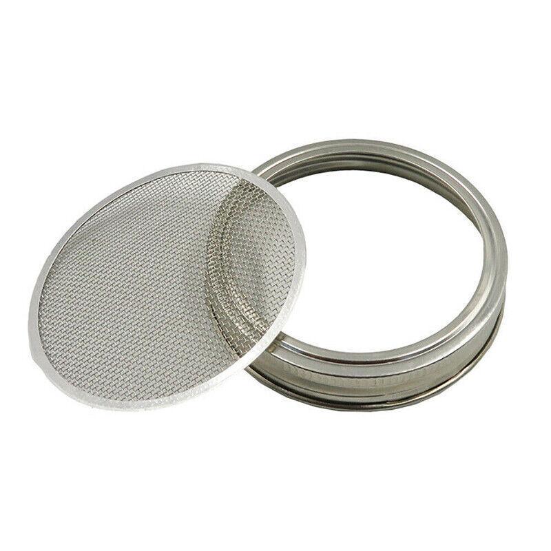 Metal Mesh Screen Sprouting Strainer Lid Filter Cover For Wide Mouth Mason Jar - 1SET