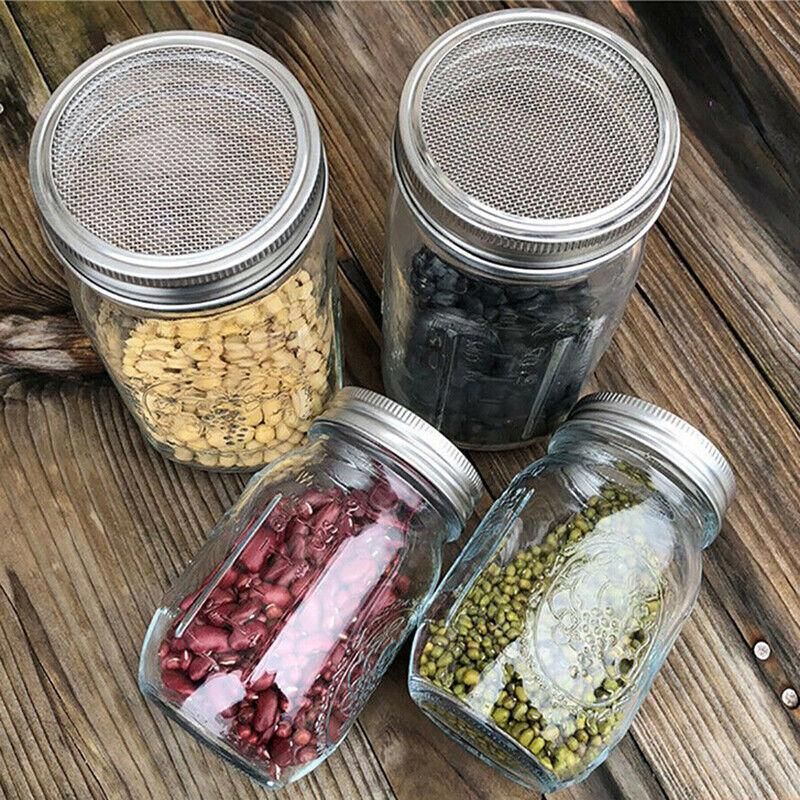 Metal Mesh Screen Sprouting Strainer Lid Filter Cover For Wide Mouth Mason Jar