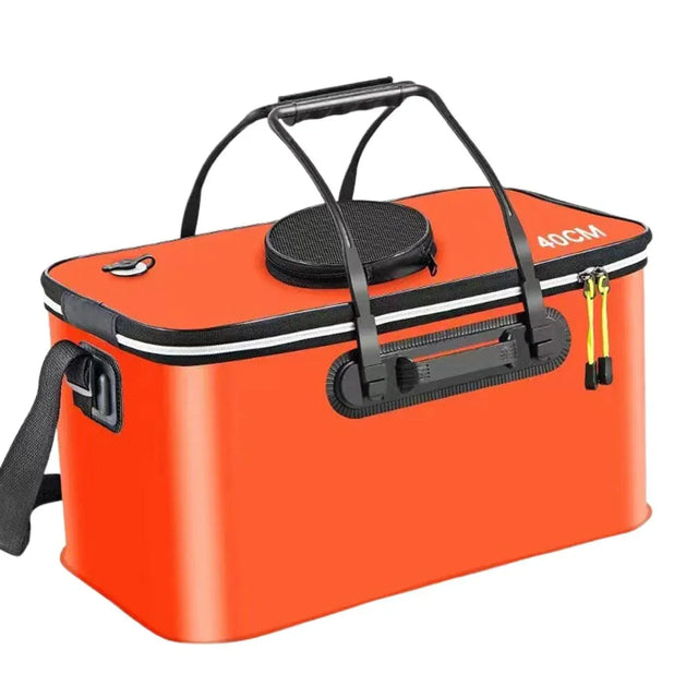 Portable Folding EVA Fishing Bucket Multi Live Fish Container - Orange-40cm