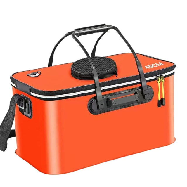 Portable Folding EVA Fishing Bucket Multi Live Fish Container - Orange-45cm