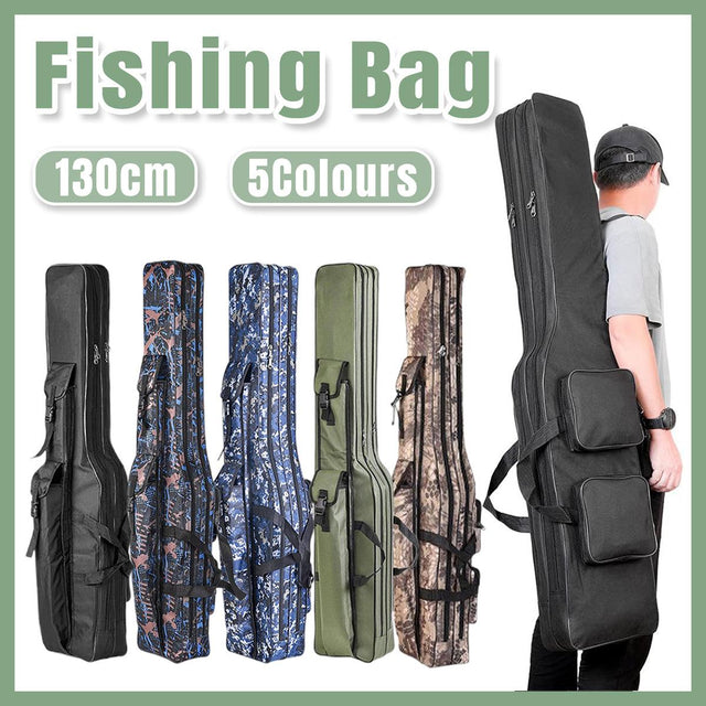130cm Big Belly Fishing Tackle Bag Rod Storage Carry Case Outdoor Bag - Black