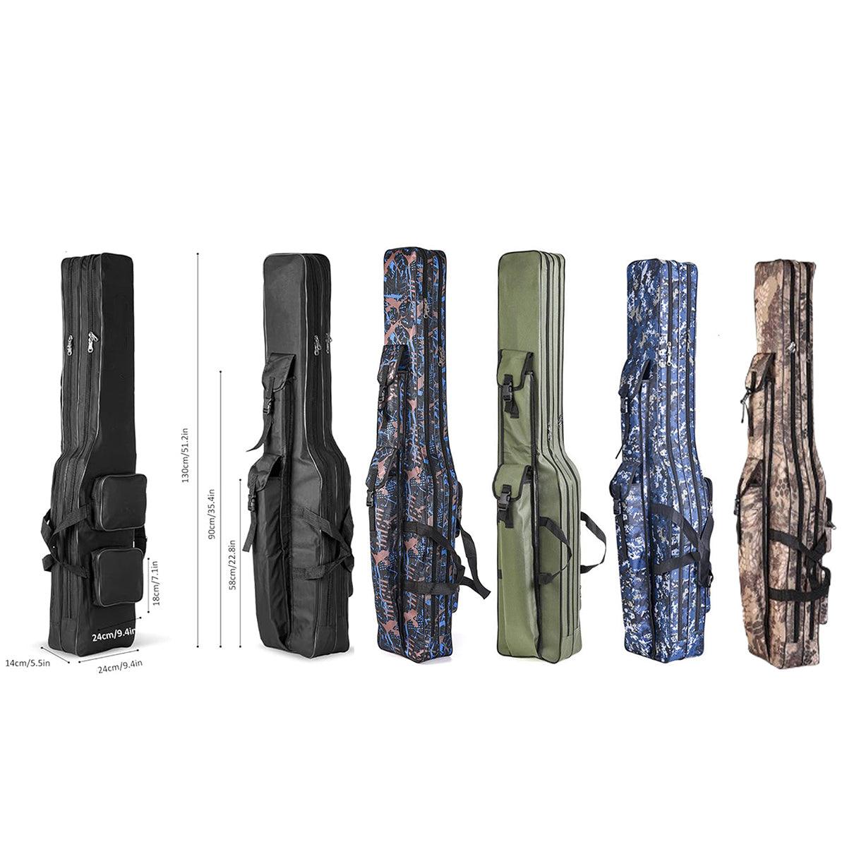 130cm Big Belly Fishing Tackle Bag Rod Storage Carry Case Outdoor Fishing Bag - Deep blue camouflage