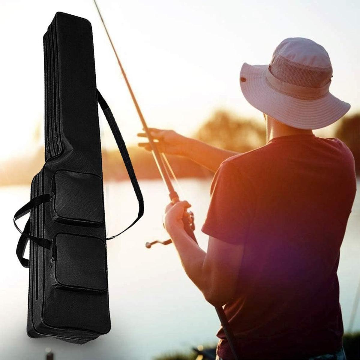 130cm Big Belly Fishing Tackle Bag Rod Storage Carry Case Outdoor Fishing Bag - Deep blue camouflage