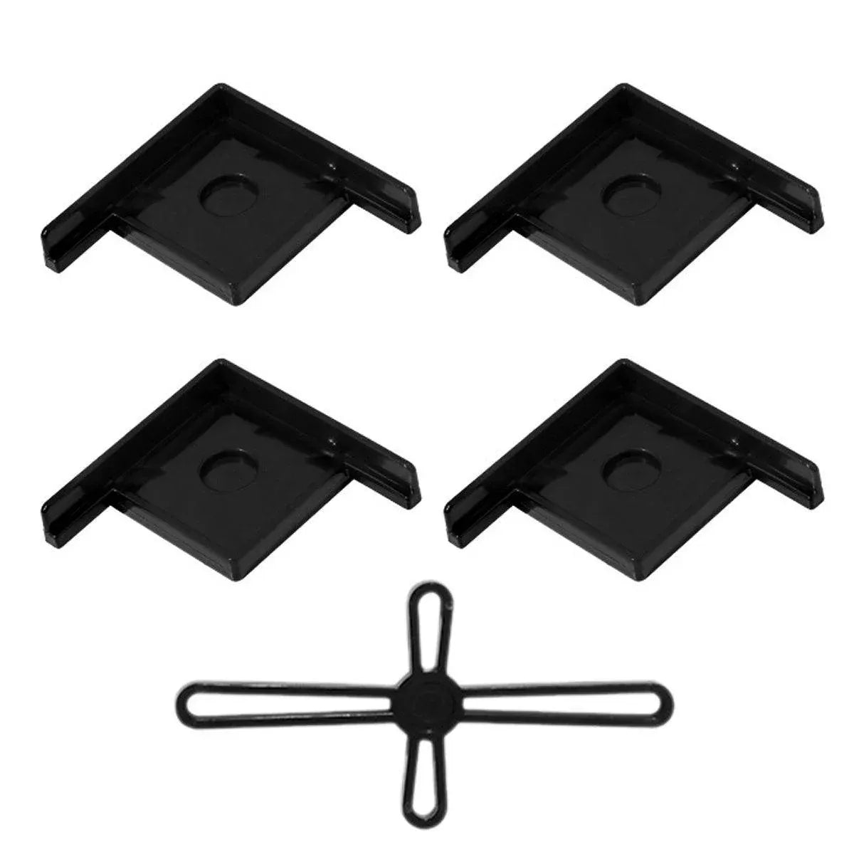 5pcs Plastic Fish Tank Base Bracket Corner Guard Stand Holder for Aquarium Tanks - Black-L