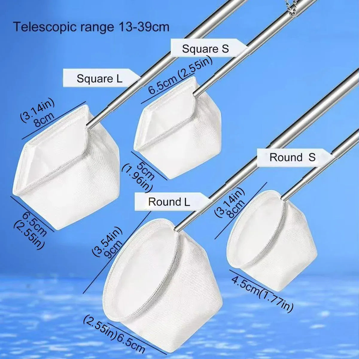 Retractable Fish Net for Fish Tank Pocket Fishing Net with Handle Aquarium Tools - Square-L