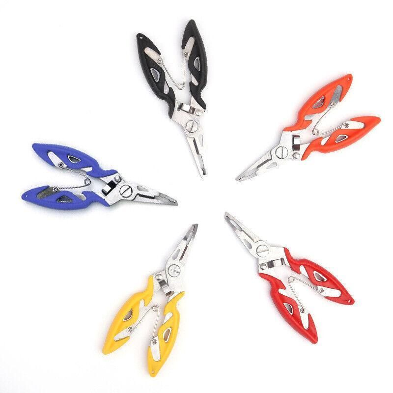 Multi Function Fishing Pliers Line Cutter Split Ring Tool with Grip Scissors Design - Blue