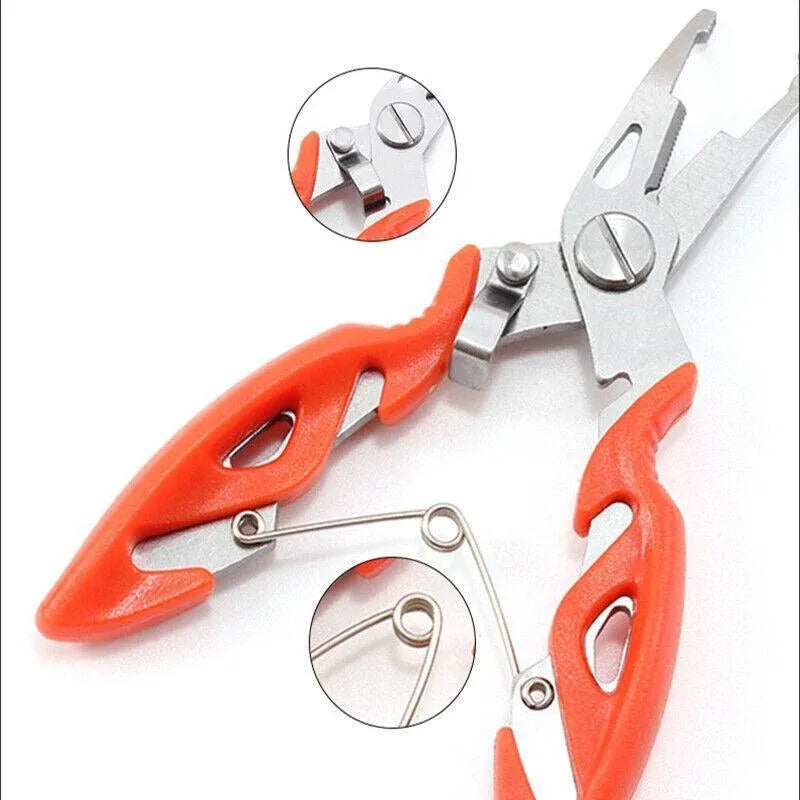 Multi Function Fishing Pliers Line Cutter Split Ring Tool with Grip Scissors Design - Blue
