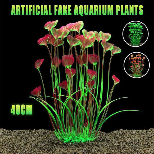 Aquarium 40cm Artificial Simulation Plants Fish Tank Plant Grass Decor - Pink