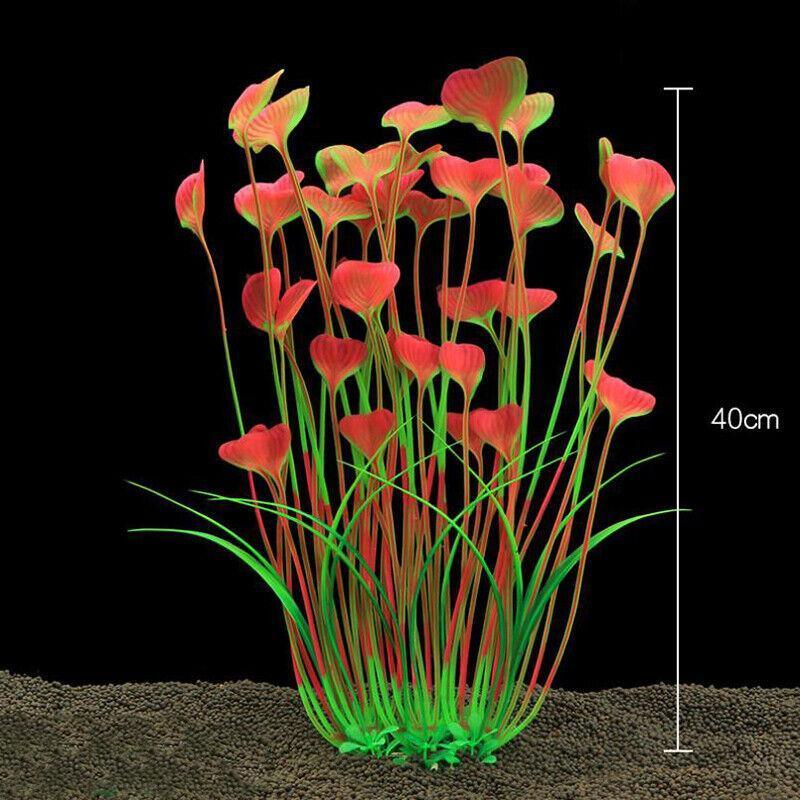Aquarium 40cm Artificial Simulation Water Plants Fish Tank Plant Grass Decor - Pink