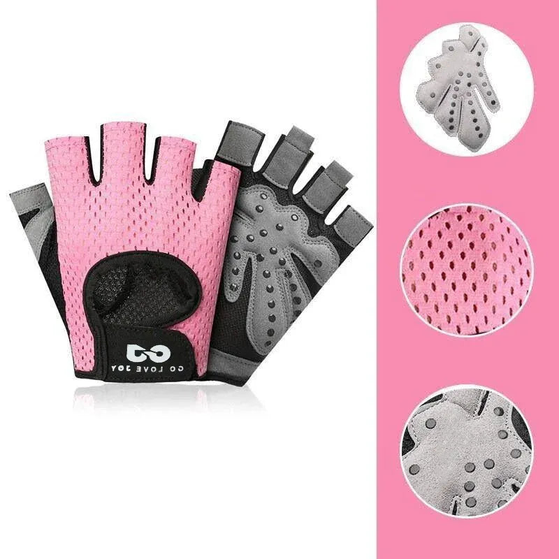 L Size Women Fitness Gym Training Gloves Half Finger Gel Weight Lifting Workout Gloves - Grey