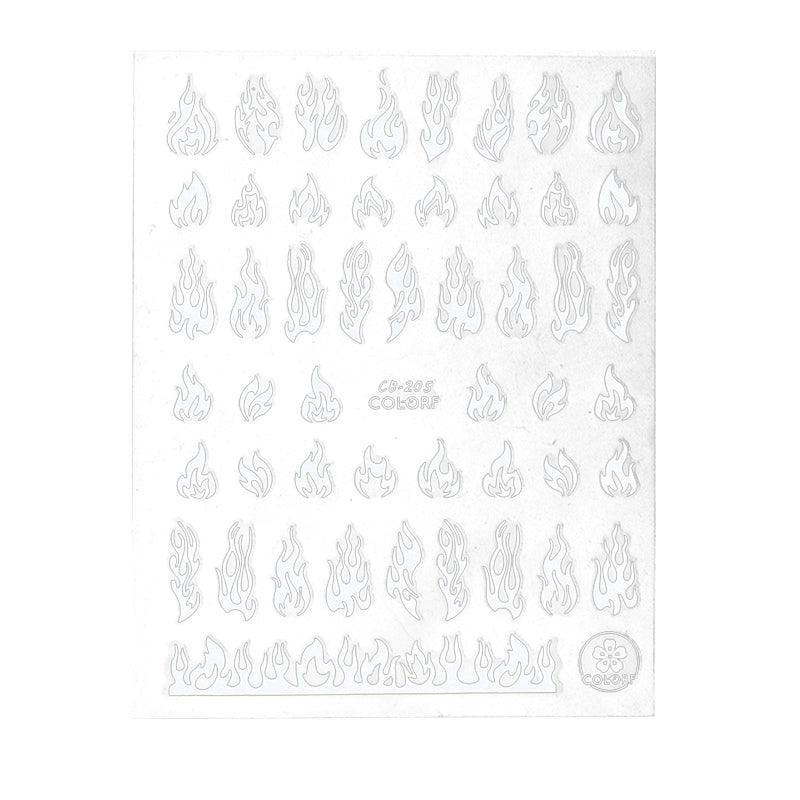 3D Flame Nail Stickers Fire Design Manicure Decals Self Adhesive Nail Art Sheet - Black