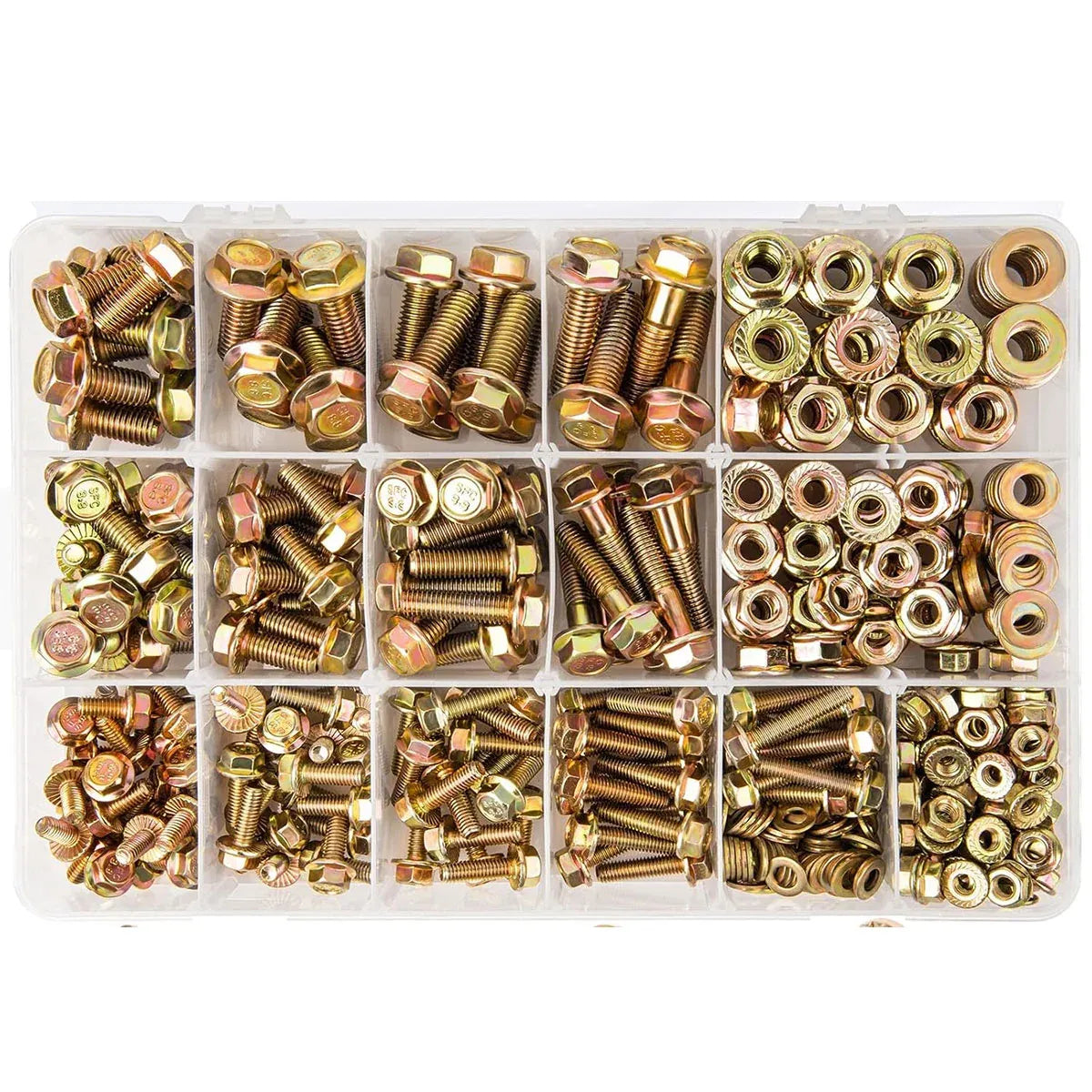 521pcs 8.8 Grade Zinc Plated Flange Bolt Nut Washer Assortment Kit M6 M8 M10