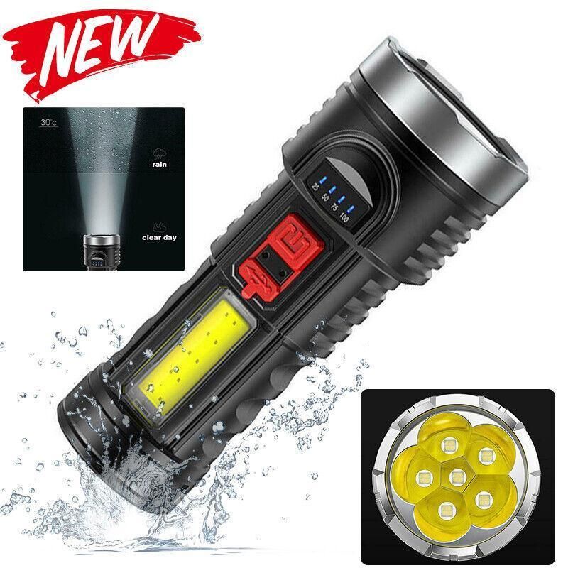 Super Bright Torch 6 Led Flashlight Usb Rechargeable Tactical Light Stock Au