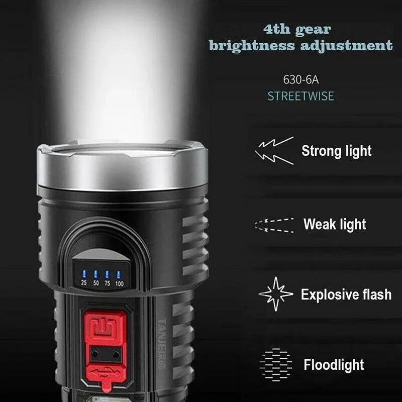Super Bright Torch 6 Led Flashlight Usb Rechargeable Tactical Light Stock Au