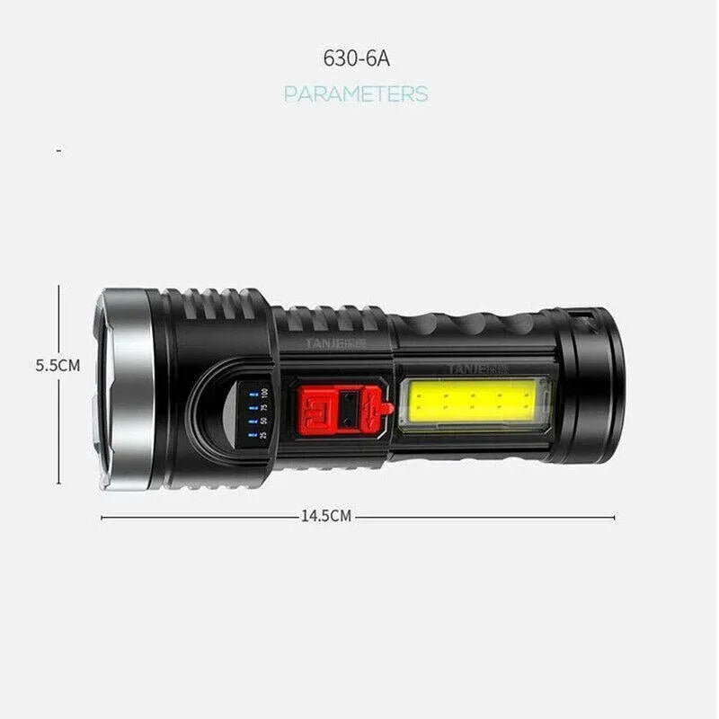 Super Bright Torch 6 Led Flashlight Usb Rechargeable Tactical Light Stock Au