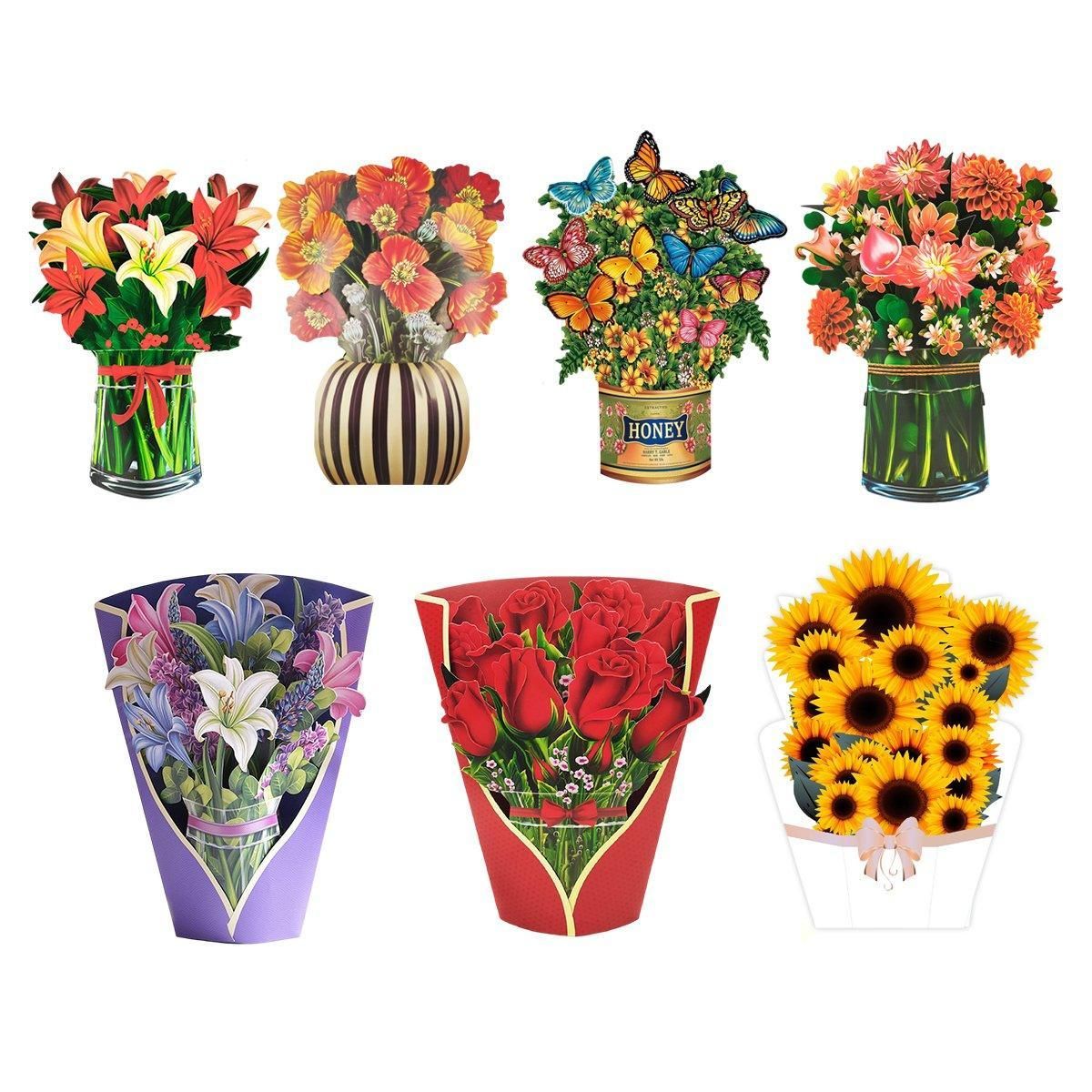 New Style 3D Pop Up Cards Paper Flower Bouquet Greeting Card for All Occasions - Flower Butterfly