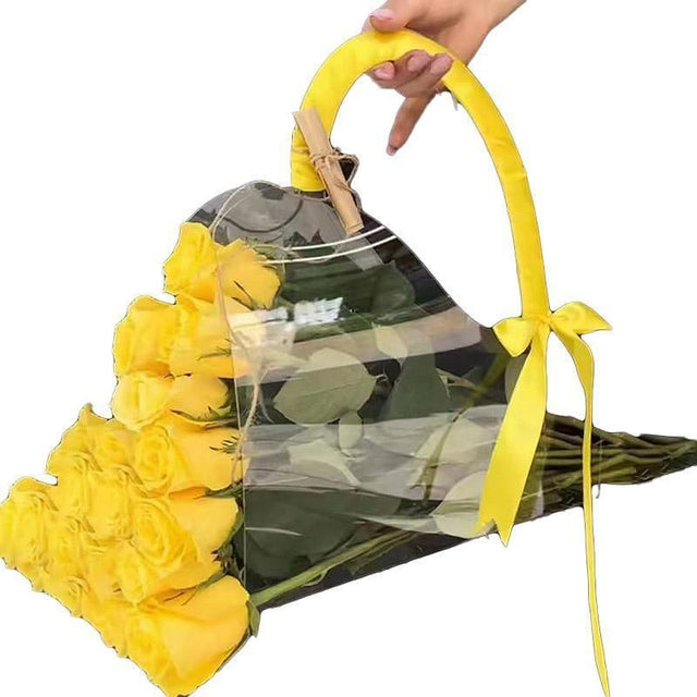 10pcs Transparent Flower Handbags Clear PET Bouquet Holder Gift Bags - Love