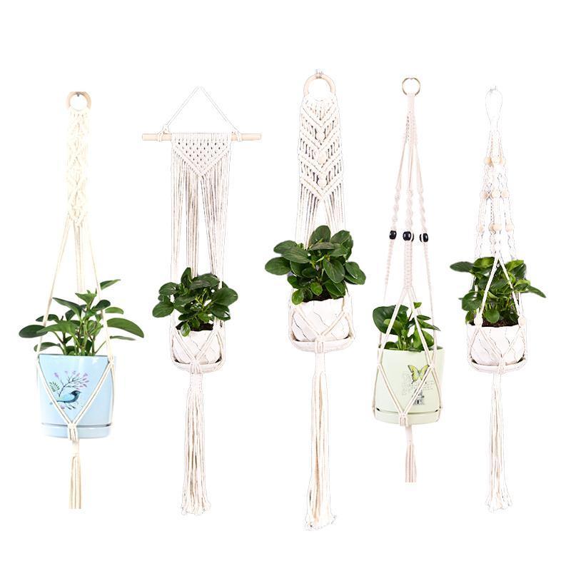 Macrame Plant Flower Pot Holder Hanger Hanging Planter Basket Hemp Rope Braided - #01