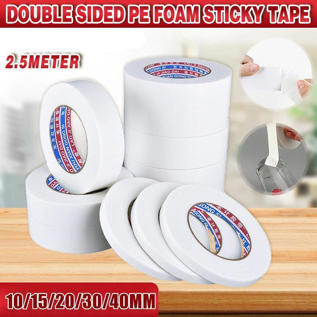 Double Sided White PE Tape Mounting DIY Craft Strong Adhesive 2.5m - 30mm*2.5m m