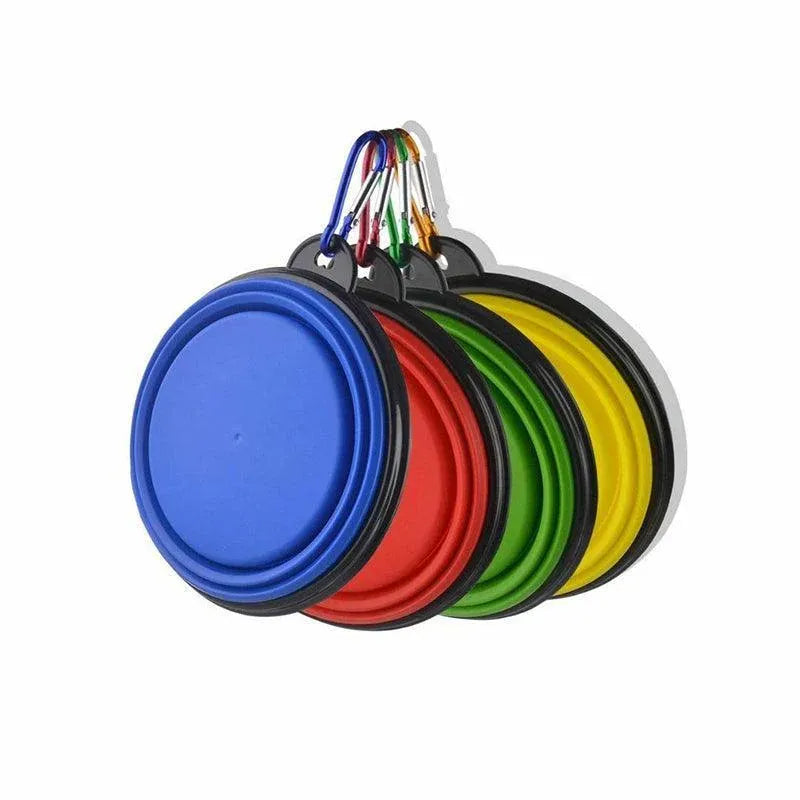 Collapsible Silicone Pet Bowl for Cat Dog Portable Food and Water Feeder - Black