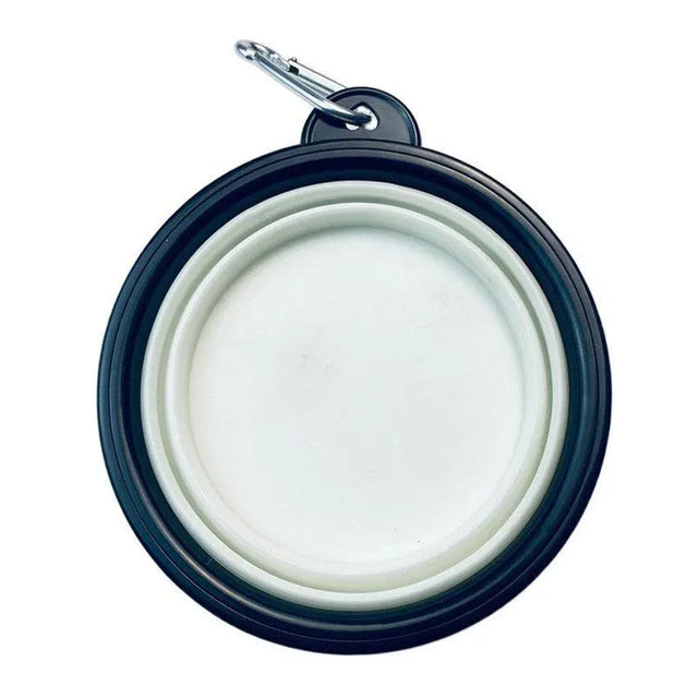 Collapsible Silicone Pet Bowl for Cat Dog Portable Food and Water Feeder - White
