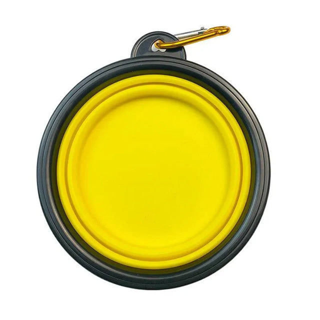 Collapsible Silicone Pet Bowl for Cat Dog Portable Food and Water Feeder - Yellow