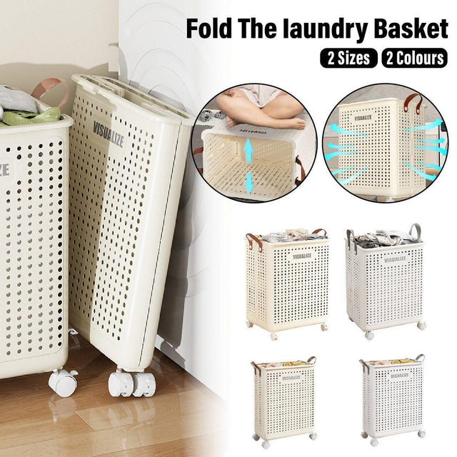 Folding Portable Laundry Basket Multifunctional Storage Bathroom Household Beige