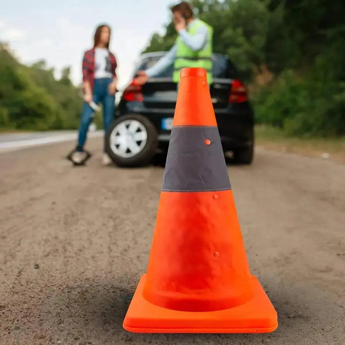 Folding Road Warning Reflective Barrier Cone Emergency Traffic Expansion Safety - 30cm