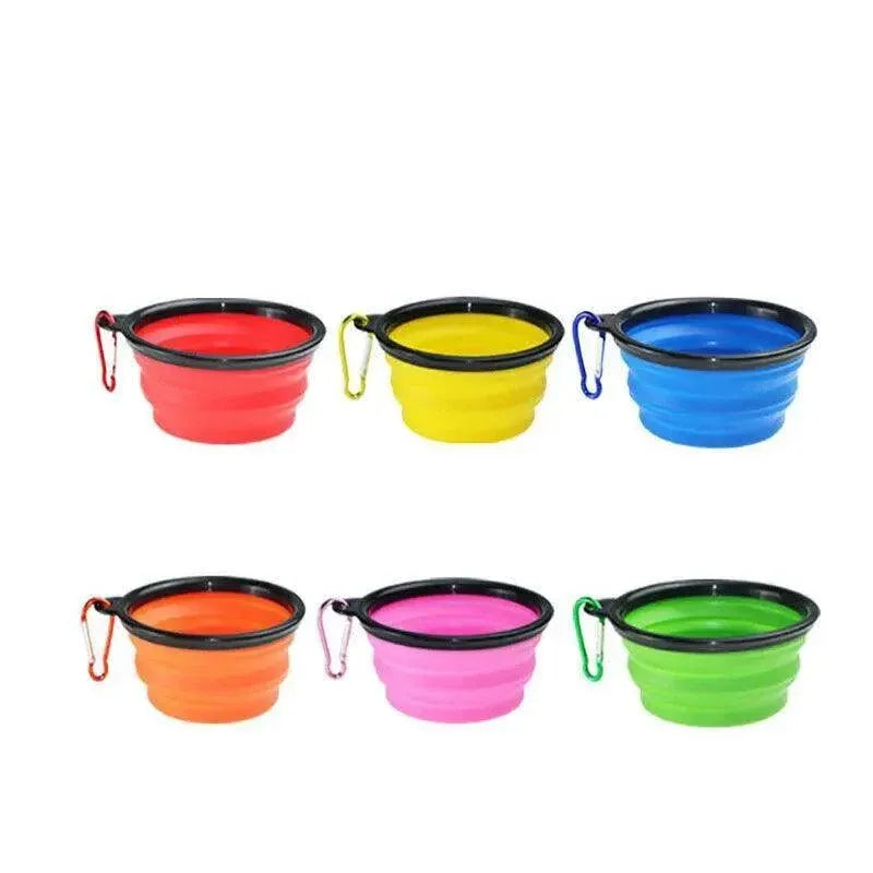 Foldable Silicone Pet Bowl Portable Travel Feeder for Dog and Cat - Blue