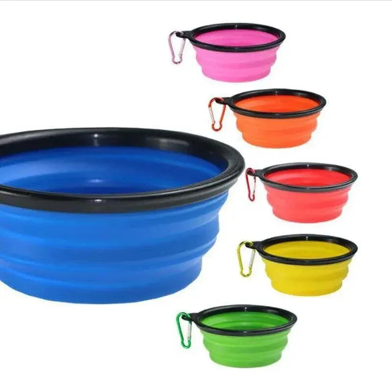 Foldable Silicone Pet Bowl Portable Travel Feeder for Dog and Cat - Blue