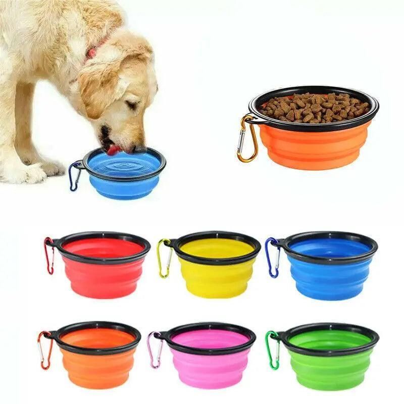 Foldable Silicone Pet Bowl Portable Travel Feeder for Dog and Cat - Blue